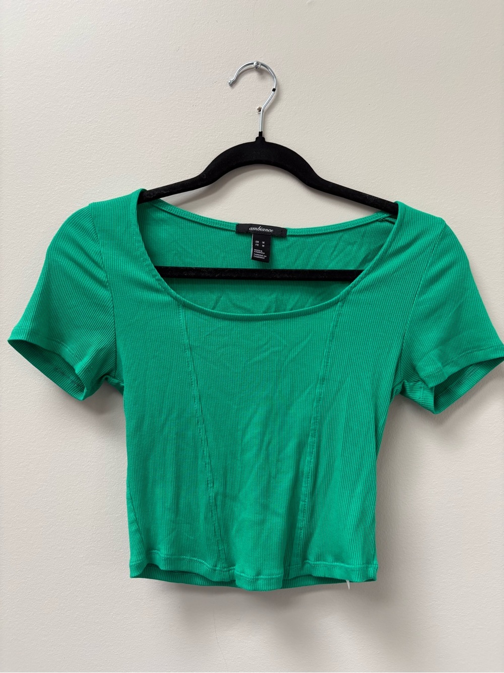 Ambiance Green Ribbed Scoop Crop Top